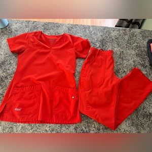 Grey's Anatomy 2 Piece Scrub Set Red Orchid